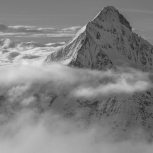 Bietschhorn- Monte Leone - black and white panoramic photo of a Swiss mountain landscape