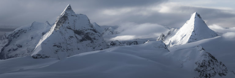 Fotografie Pannorama Licht auf Matterhorn und Dent d&#039;Hérens