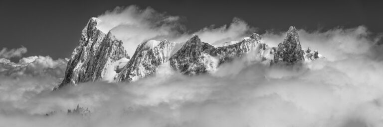 Mont blanc mountain and landscape pictures in black and white