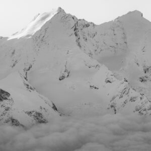 Zermatt Valais - photo de montagne en noir et blanc - Taschhorn - Dom des Mischabels