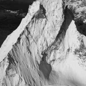 The Matterhorn Mont Cervin- Black and white image of the Alps after a mountain storm