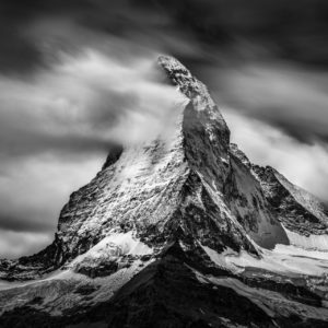 black and white mountain photo - Matterhorn photography - Swiss Valais photo - The Matterhorn - zermatt Matterhorn