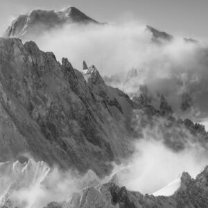 Schwarz-Weiß-Foto vom Mont Blanc - Panorama-Poster Bild Mont Blanc