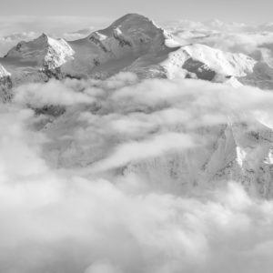 Panorama mont blanc - Bergpanorama Schweiz Massiv des Mont Blanc Schwarz-Weiß-Panorama