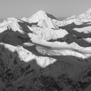 Rahmen Foto Bergpanorama Alpen - Fototafel Bergpanorama schwarz-weiß