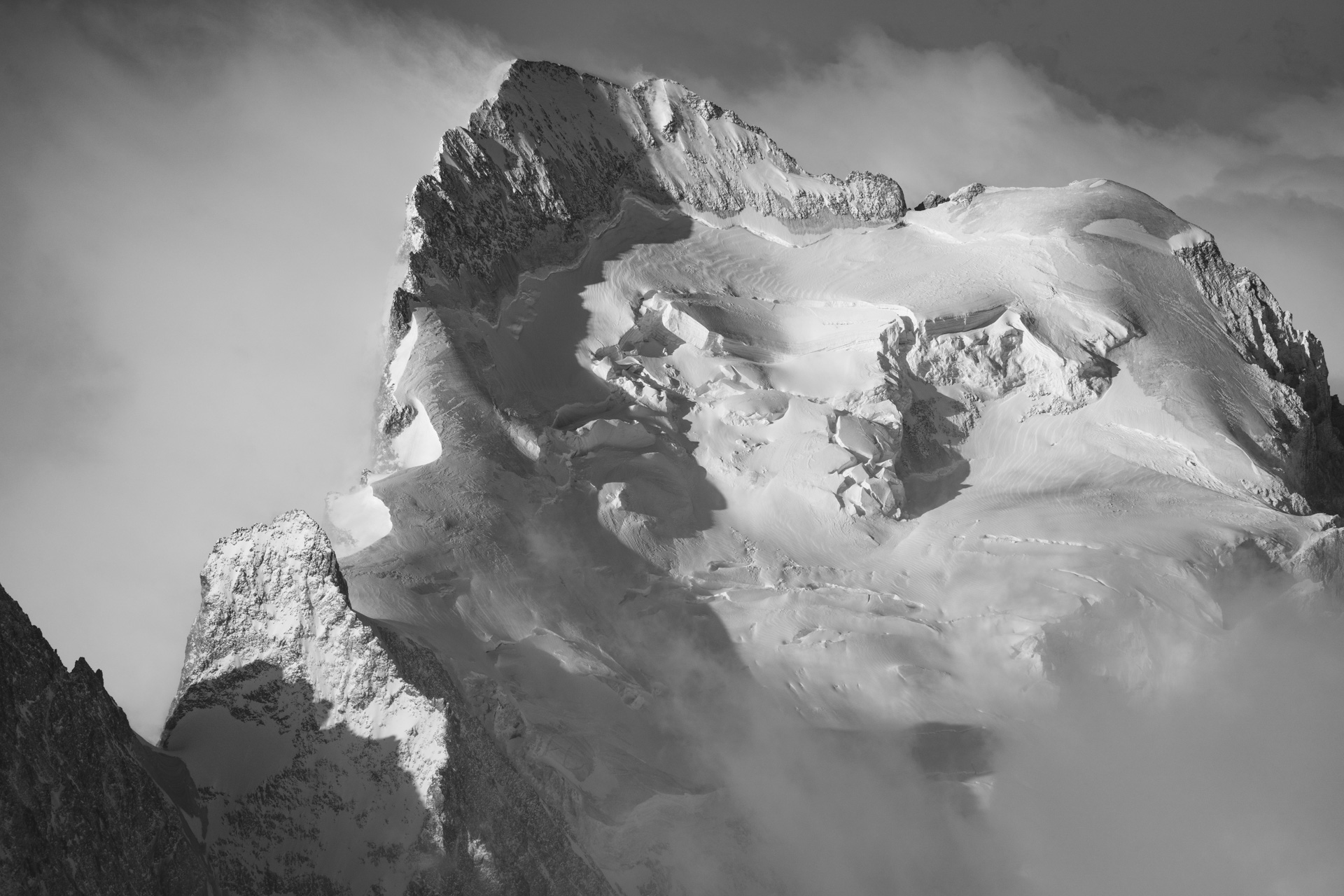 Foto Berg schwarz und weiß Ecrins-Massiv - Barre des Ecrins - Gipfel 4000m leicht