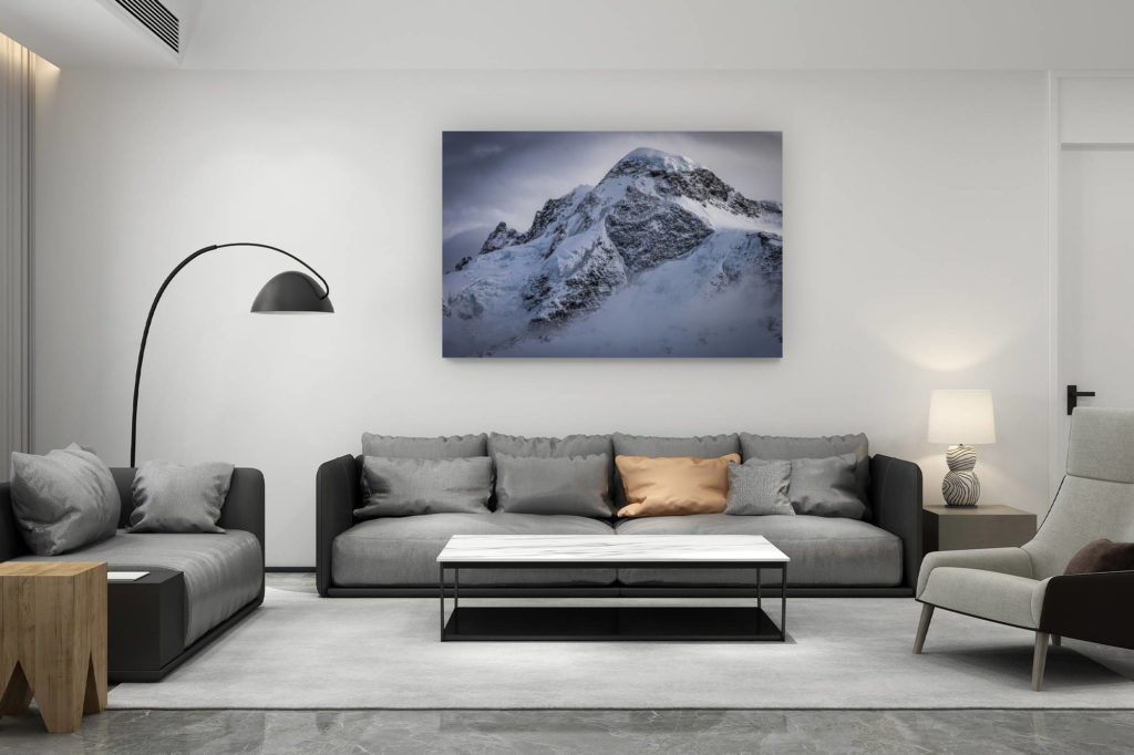 décoration salon contemporain suisse - cadeau amoureux de montagne suisse - Photo montagne Valais suisse - Vallée de Zermatt- Massif du Breithorn