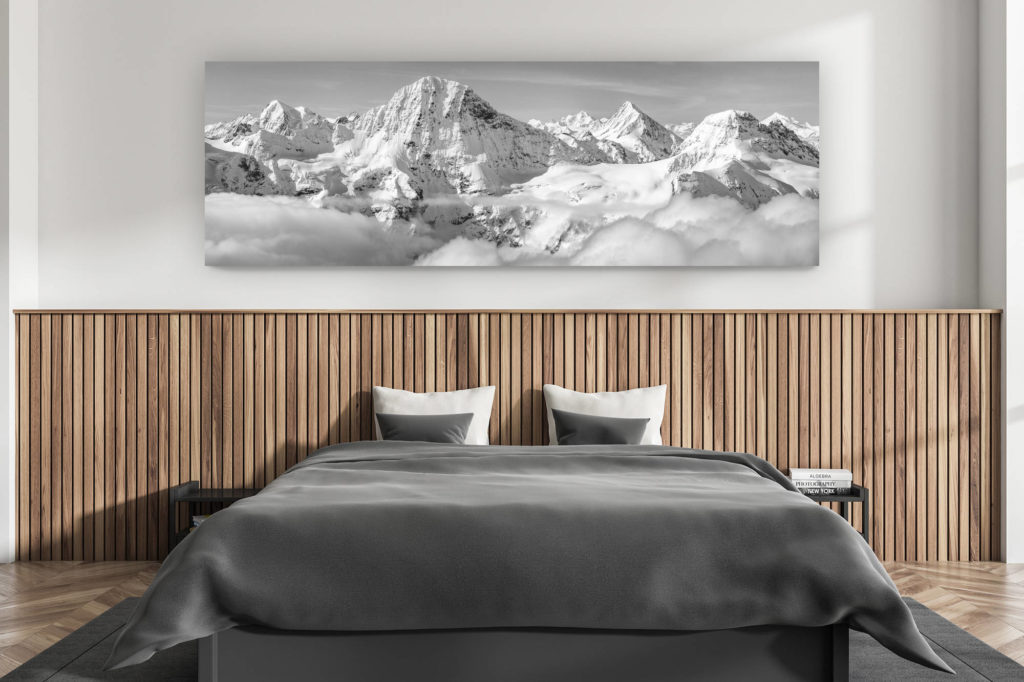 décoration murale chambre adulte moderne - intérieur chalet suisse - photo montagnes grand format alpes suisses - Panorama montagne Alpes Breithorn - Grindelwald -