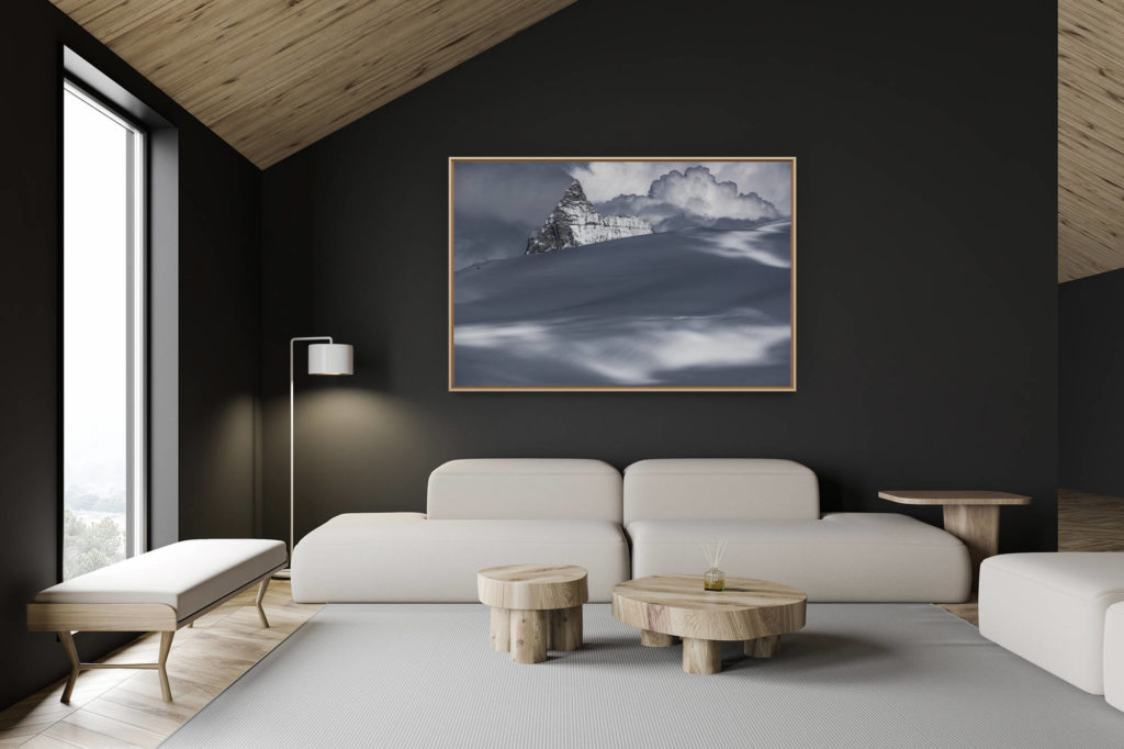 décoration chalet suisse - intérieur chalet suisse - photo montagne grand format - Mont Cervin de la dent d'hérens - Image de montagne sous la neige