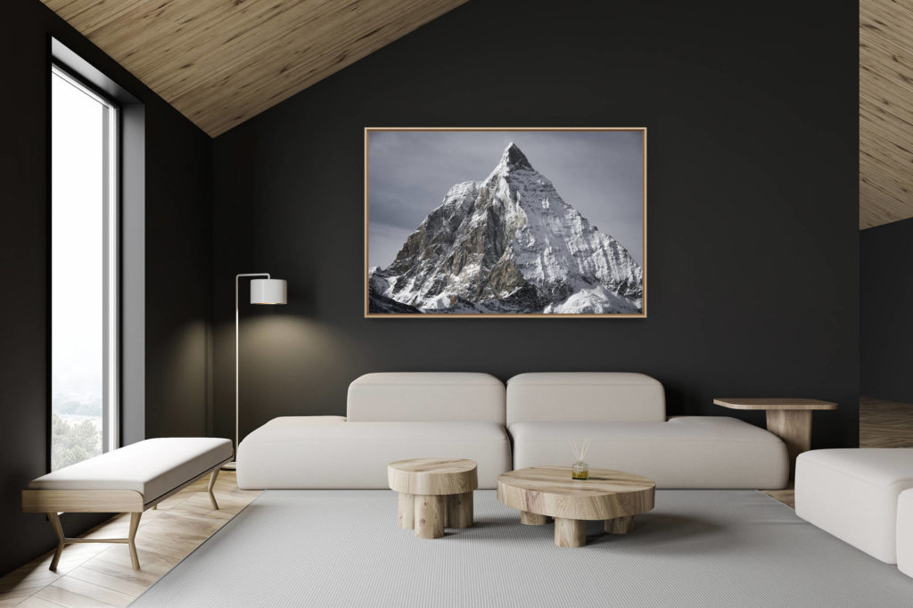 décoration chalet suisse - intérieur chalet suisse - photo montagne grand format - Pic de la montagne du Mont Cervin - Sommet de massif montagneux dans les Alpes