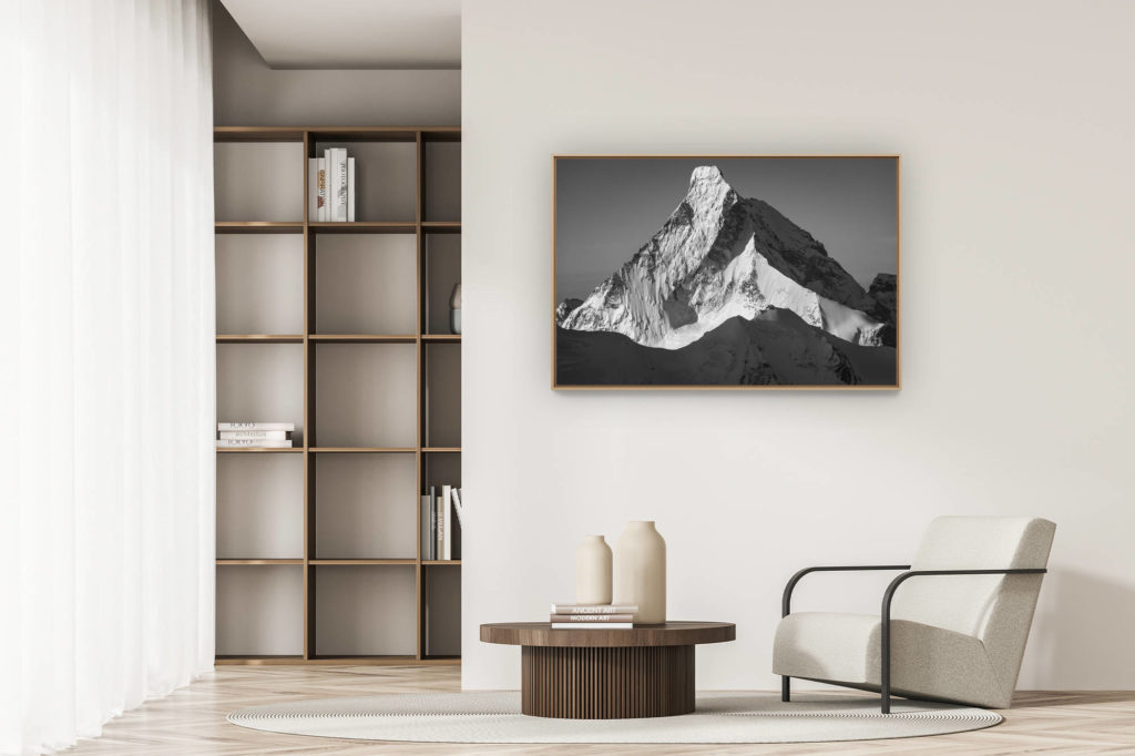 décoration appartement moderne - art déco design - Le mont Cervin - image de montagne en neige et massif rocheux de montagne à Crans Montana dans les Alpes du Valais Suisse
