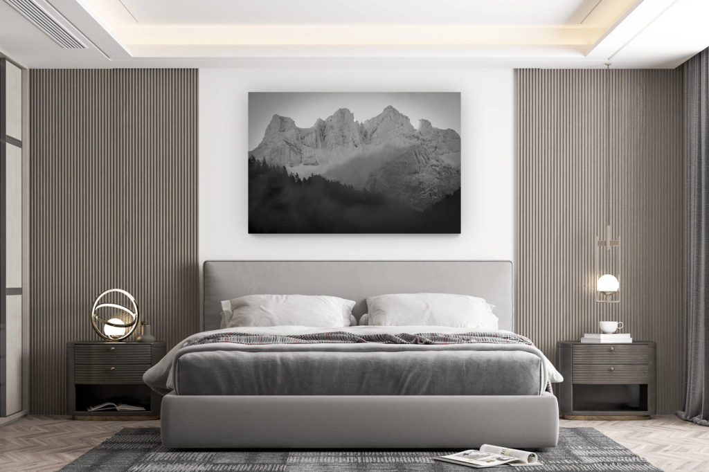 décoration murale chambre design - achat photo de montagne grand format - Photo montagne Bernoise Suisse en noir et blanc