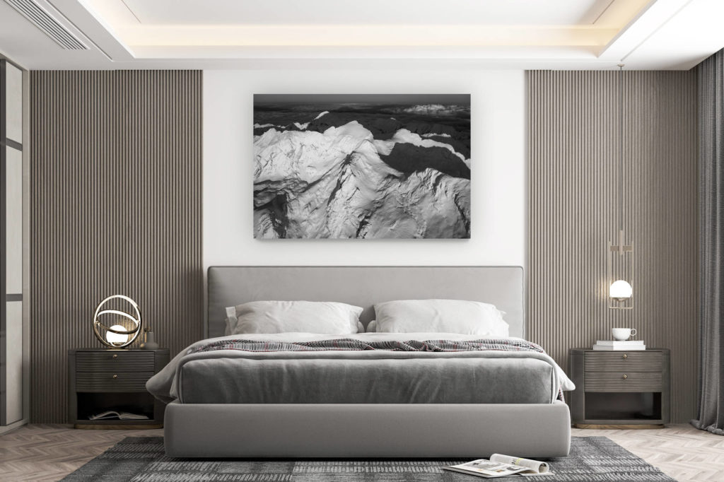 décoration murale chambre design - achat photo de montagne grand format - Photo noir et blanc des Cornettes de Bise Chablais - Photo de la Dent d'Oche