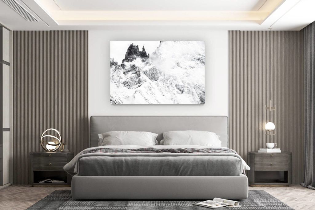 décoration murale chambre design - achat photo de montagne grand format - Photo montagne noir et blanc - Dames Anglaises sommet de montagne dans le massif du Mont Blanc