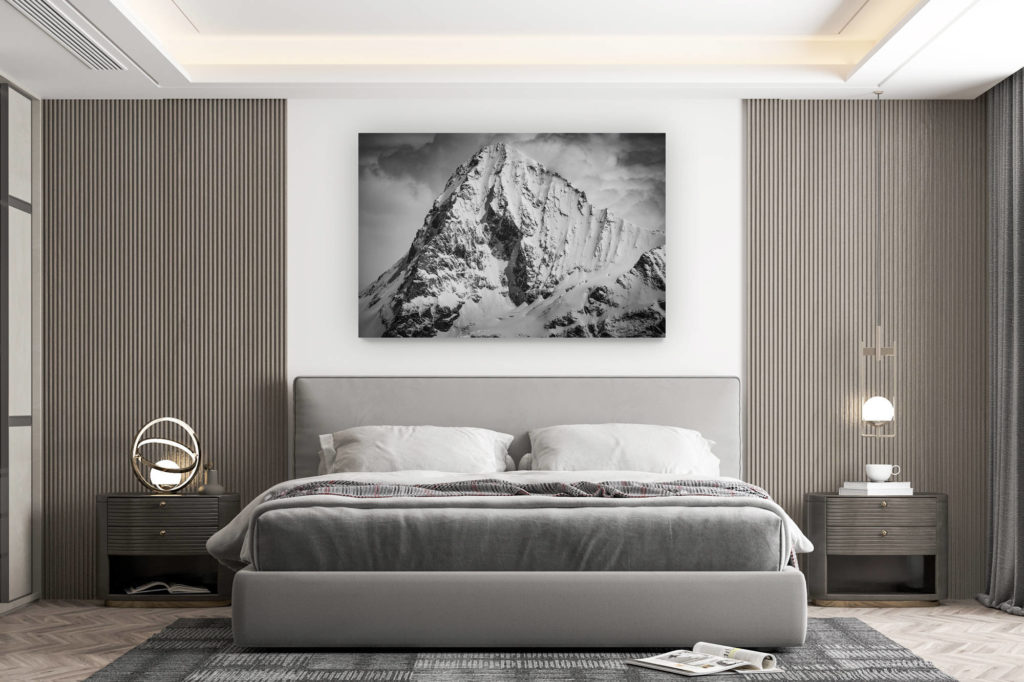 décoration murale chambre design - achat photo de montagne grand format - Photo mont dent blanche noir et blanc - Vue Val d'Hérens - photo montagnes Alpes