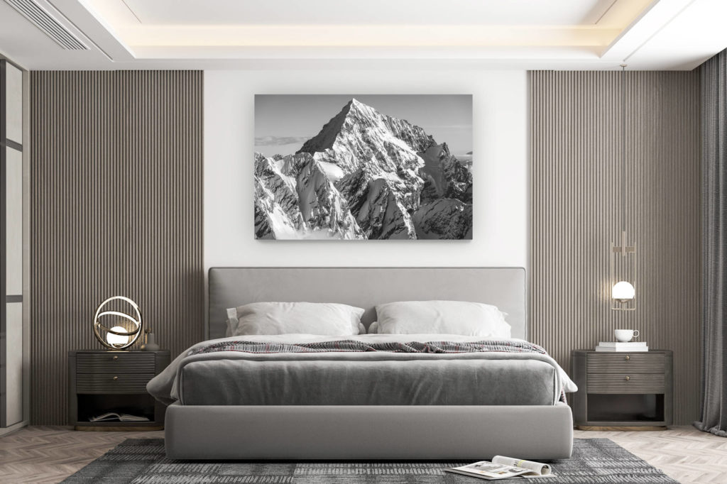 décoration murale chambre design - achat photo de montagne grand format - Dent Blanche Zermatt - Sommet de montagne en noir et blanc dans les Alpes Valaisannes et Engadine en Suisse