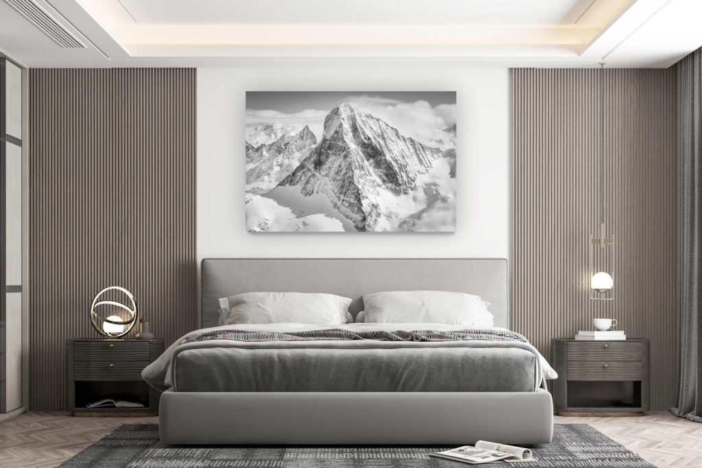 décoration murale chambre design - achat photo de montagne grand format - Dent Blanche - Obergabelhorn - arete de montagne en noir et blanc