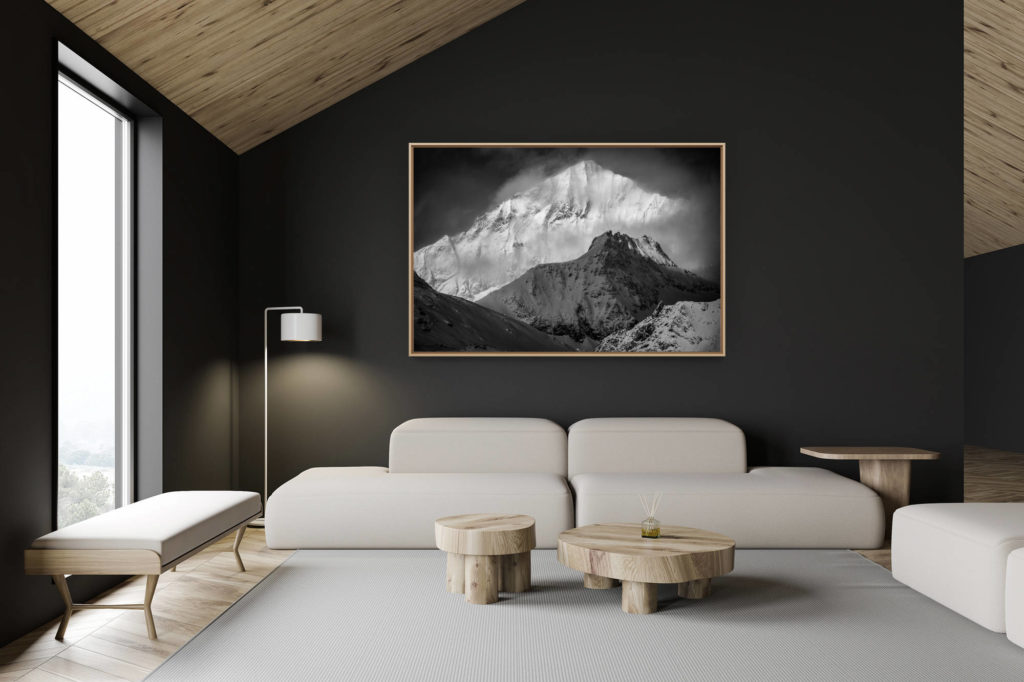 décoration chalet suisse - intérieur chalet suisse - photo montagne grand format - Photo dent blanche et Pointe de Zinal vues de Zermatt- photos montagne Alpes