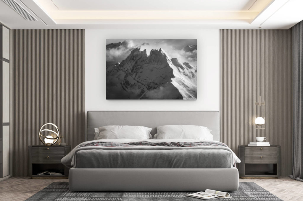 décoration murale chambre design - achat photo de montagne grand format - photo noir et blanc - dents du midi - Avoriaz