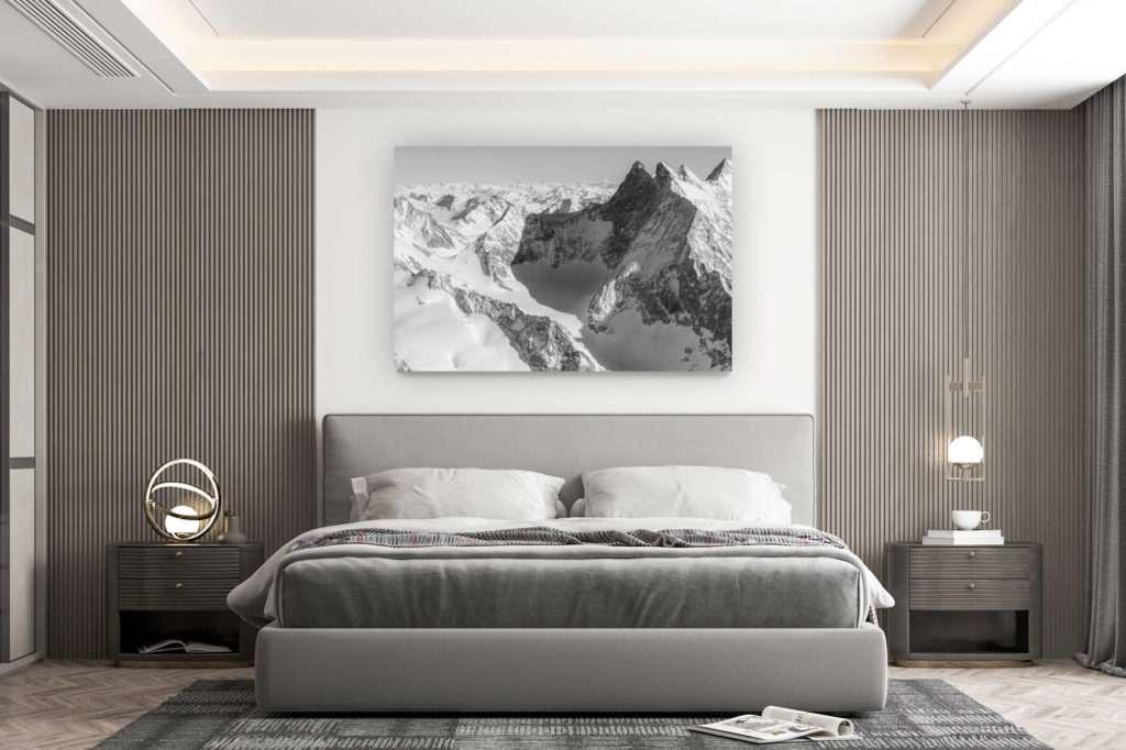 décoration murale chambre design - achat photo de montagne grand format - Gabelhorn Fiescher - photo paysage de montagne - massif montagneux des Alpes Bernoises en Suisse