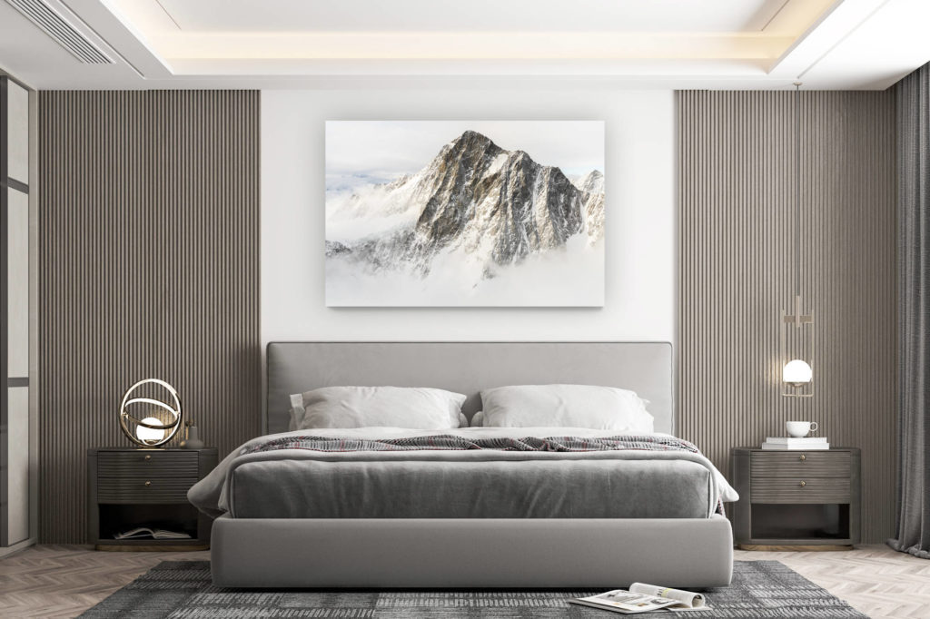 décoration murale chambre design - achat photo de montagne grand format - Finsteraarhorn Alpes Bernoises - photo de sommets des alpes et de massif montagneux