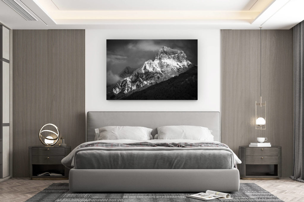 décoration murale chambre design - achat photo de montagne grand format - Grand Muveran dans une mer de nuages - photo interieur chalet montagne