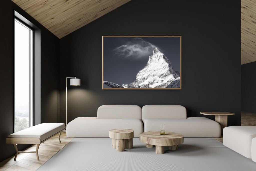 décoration chalet suisse - intérieur chalet suisse - photo montagne grand format - Matterhorn - Sommet de montagne Suisse - Mont Cervin en fumée de nuage