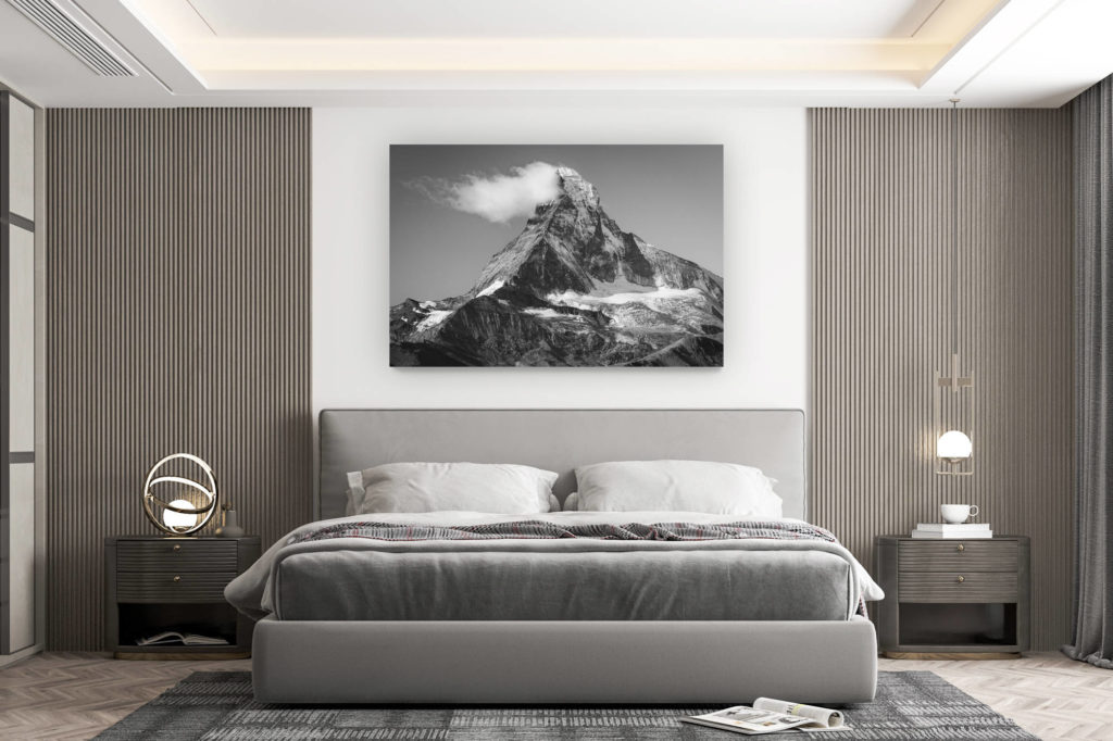 décoration murale chambre design - achat photo de montagne grand format - Photo encadrée du Matterhorn Mont Cervin - image des montagnes suisses de Zermatt dans les Alpes Valaisannes et le canton du Valais