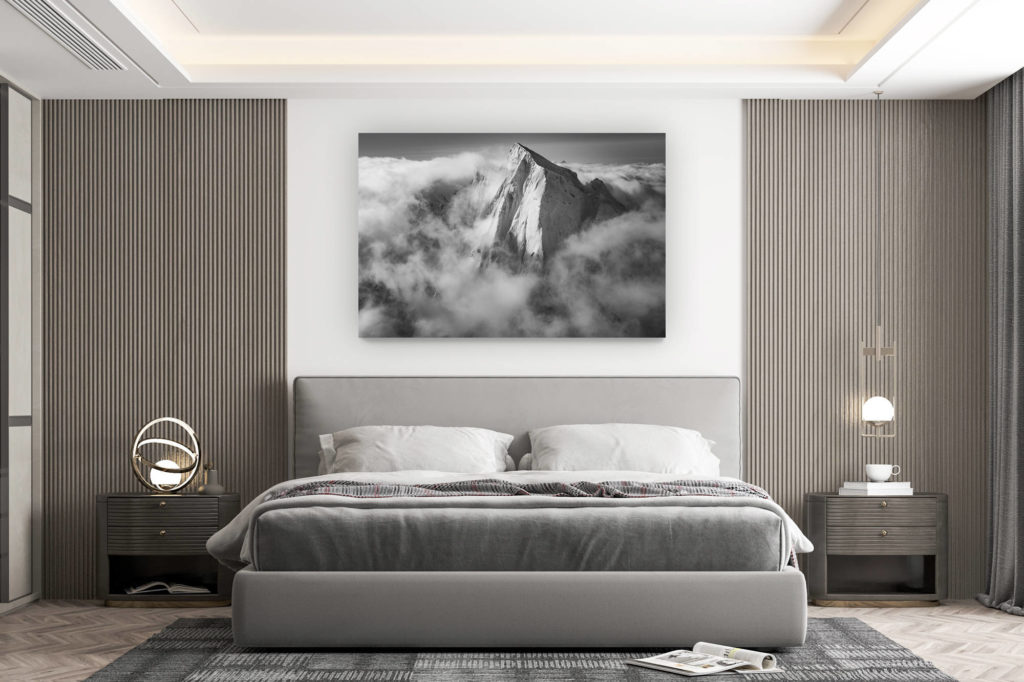 décoration murale chambre design - achat photo de montagne grand format - Suisse Engadine - Piz Cengalo photo - Image noir et blanc Alpes suisses vue du ciel