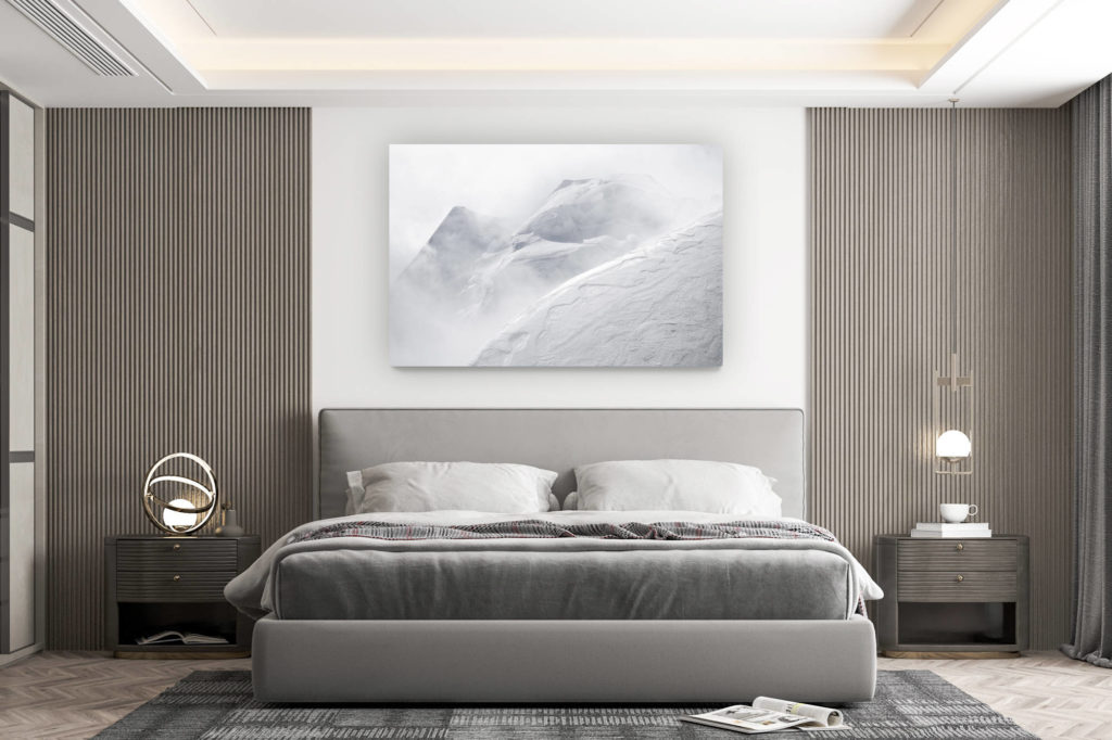 décoration murale chambre design - achat photo de montagne grand format - Piz Palu - st moritz suisse-image montagne noir et blanc