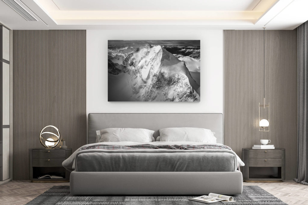 décoration murale chambre design - achat photo de montagne grand format - Photo Piz Roseg - image noir et blanc Engadine massif des Alpes