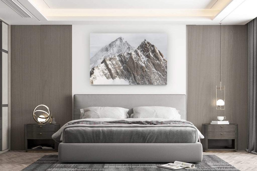 décoration murale chambre design - achat photo de montagne grand format - Rotstock - Aletschhorn - photo paysage de montagne en hiver - cadre photo montagne