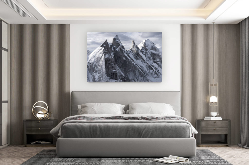 décoration murale chambre design - achat photo de montagne grand format - Sciora - Montagne davos photos noir et blanc