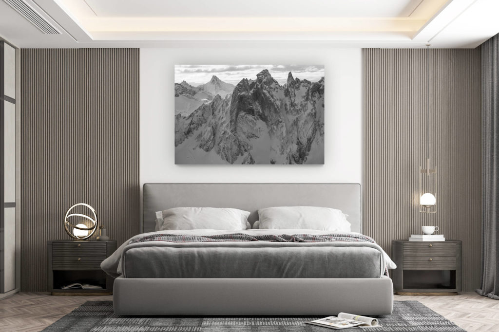 décoration murale chambre design - achat photo de montagne grand format - Pontresina photo - Davos photo montagne noir et blanc