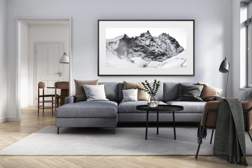 décoration intérieur salon rénové suisse - photo alpes panoramique grand format - photo weisshorn montagne neige