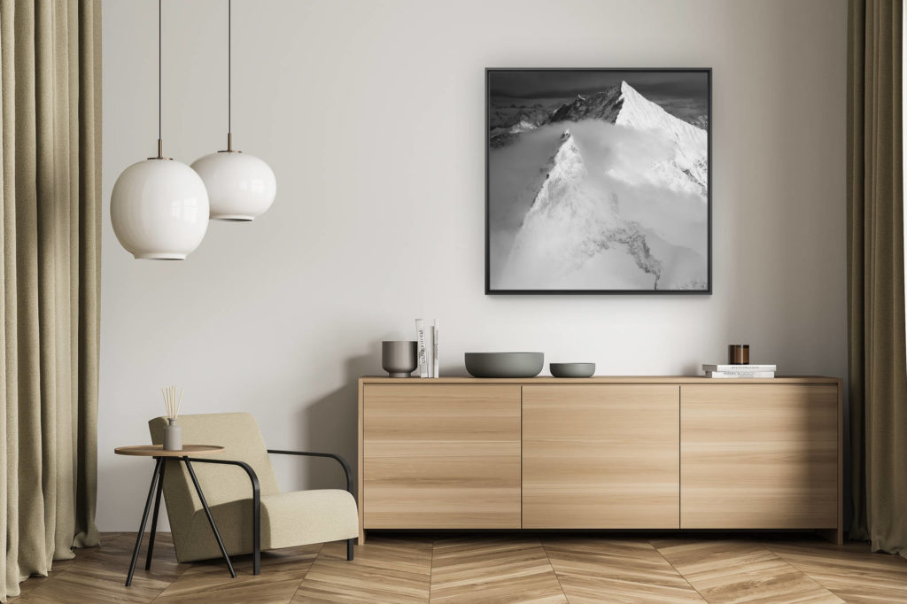 décoration murale salon - tableau photo montagne alpes suisses noir et blanc - photo montagne noir et blanc neige zermatt
