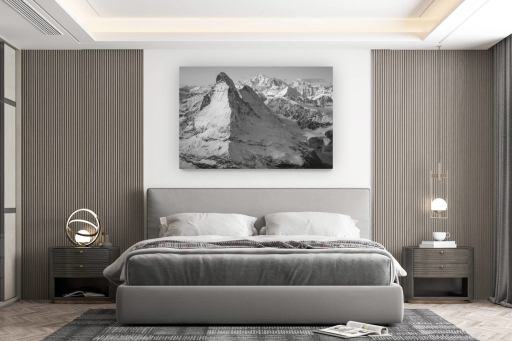 décoration murale chambre design - achat photo de montagne grand format - photo cervin noir et blanc