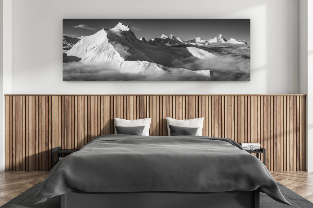 décoration murale chambre adulte moderne - intérieur chalet suisse - photo montagnes grand format alpes suisses -