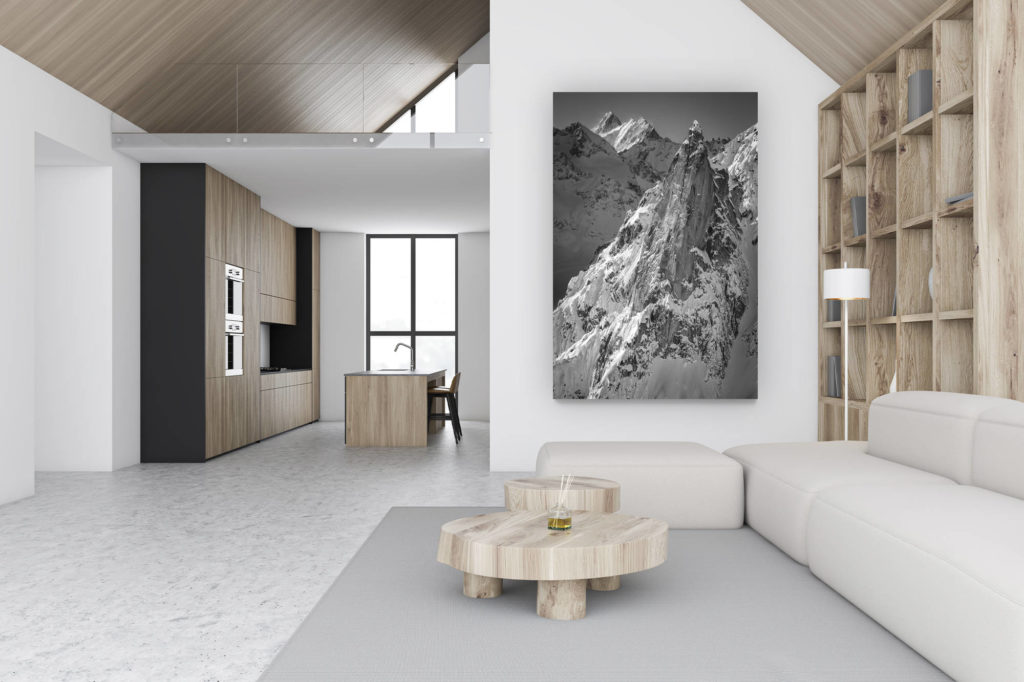 décoration chalet luxueux suisse - photo montagne grand format verticale - décoration murale design -