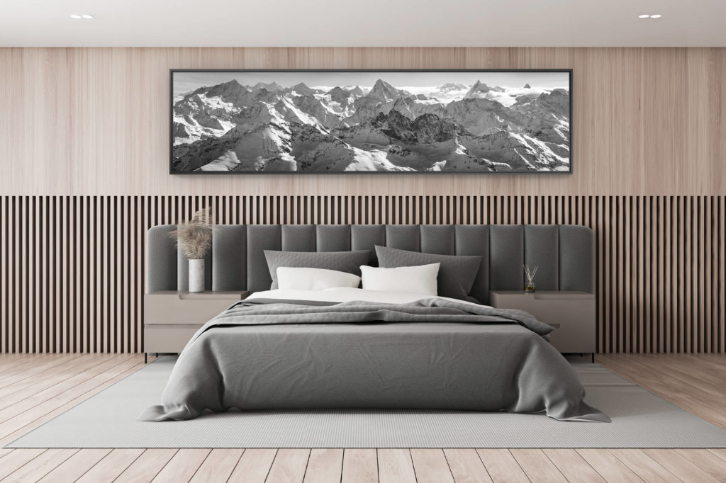 photo montagne noir et blanc - décoration chambre adulte - décoration chalet de montagne -