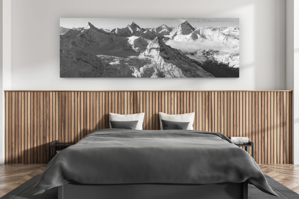 décoration murale chambre adulte moderne - intérieur chalet suisse - photo montagnes grand format alpes suisses -