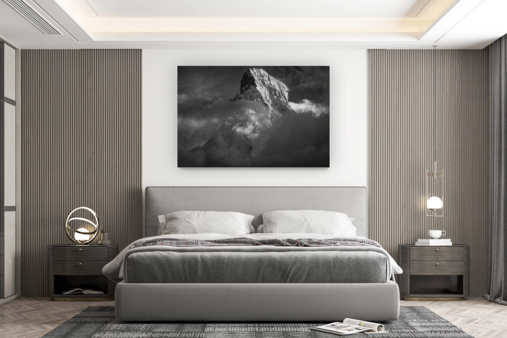 décoration murale chambre design - achat photo de montagne grand format - Image de neige en montagne sur les montagnes rocheuses enneigées du mont Cervin depuis le Matterhorn en coucher de soleil