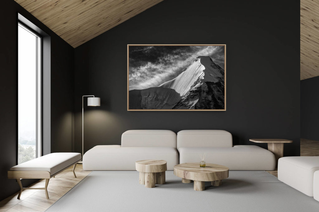 décoration chalet suisse - intérieur chalet suisse - photo montagne grand format - Val d’anniviers - photo de neige en montagne obergabelhorn - photo alpinistes sur arête - face nord des alpes