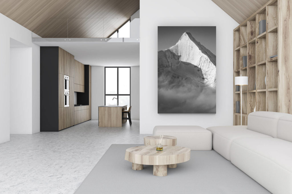 décoration chalet luxueux suisse - photo montagne grand format verticale - décoration murale design -