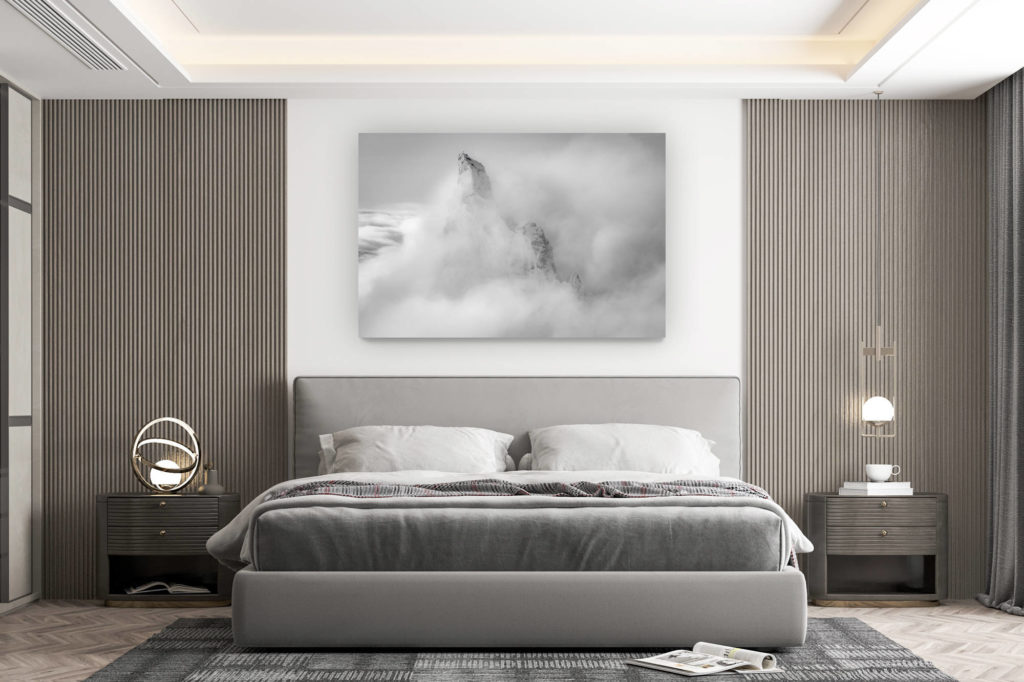 décoration murale chambre design - achat photo de montagne grand format - fine art photo zinalrothorn - montagne inspirante noir et blanc