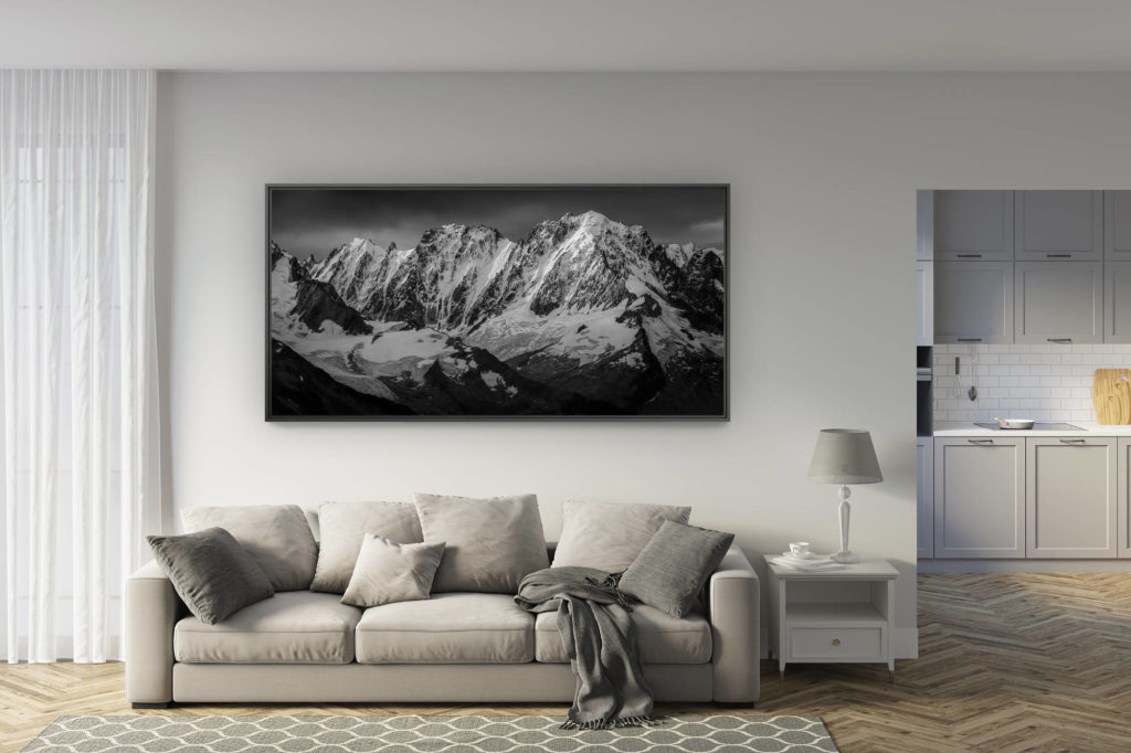 déco salon rénové - tendance photo montagne grand format - Photo massif mont blanc - Aiguille Verte, Droites, Courtes