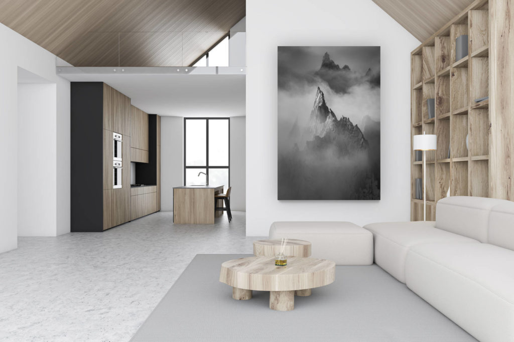 décoration chalet luxueux suisse - photo montagne grand format verticale - décoration murale design -