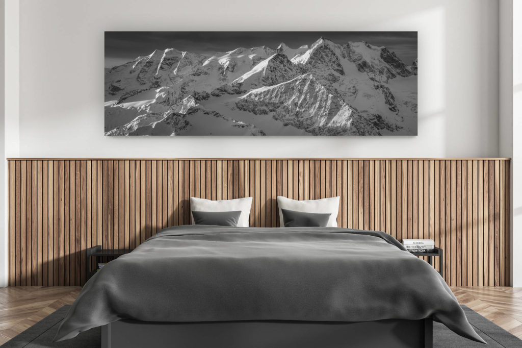 décoration murale chambre adulte moderne - intérieur chalet suisse - photo montagnes grand format alpes suisses -