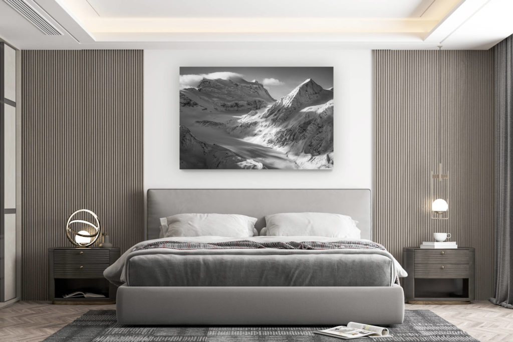 décoration murale chambre design - achat photo de montagne grand format - Fionnay cabane pannossière et glacier de corbassière - Montagne Verbier Combins