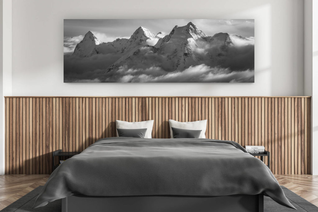 décoration murale chambre adulte moderne - intérieur chalet suisse - photo montagnes grand format alpes suisses -